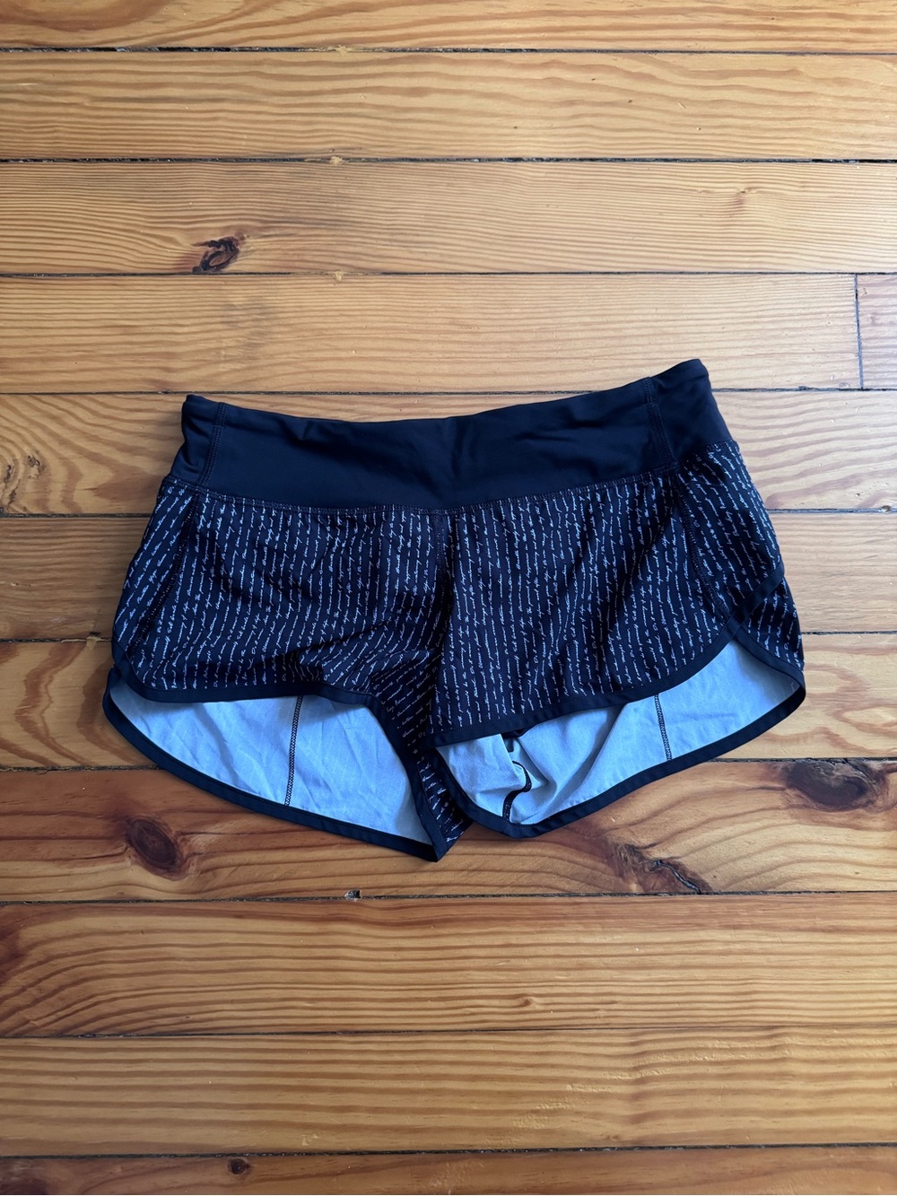 lululemon athletica Black & white writing Athletic Shorts